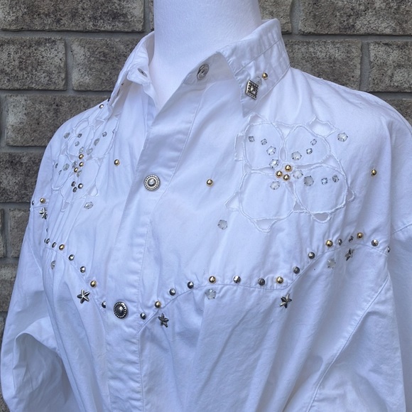 Vintage Beaded Western Metallic Star Snap Shirt - Picture 6 of 15